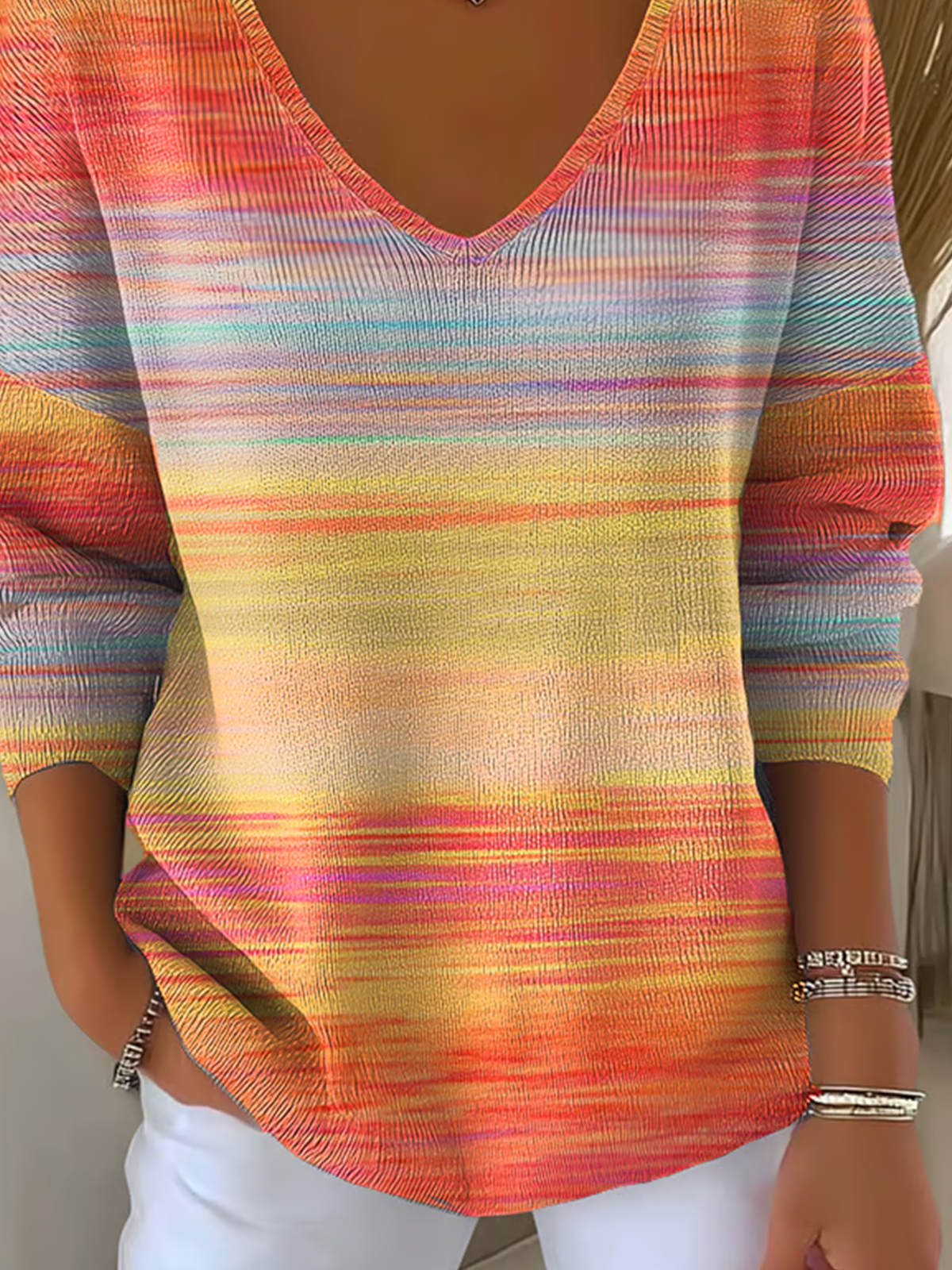 Regular Fit Casual Cotton V Neck Sweater