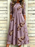 Floral Vintage Loose Dress With No