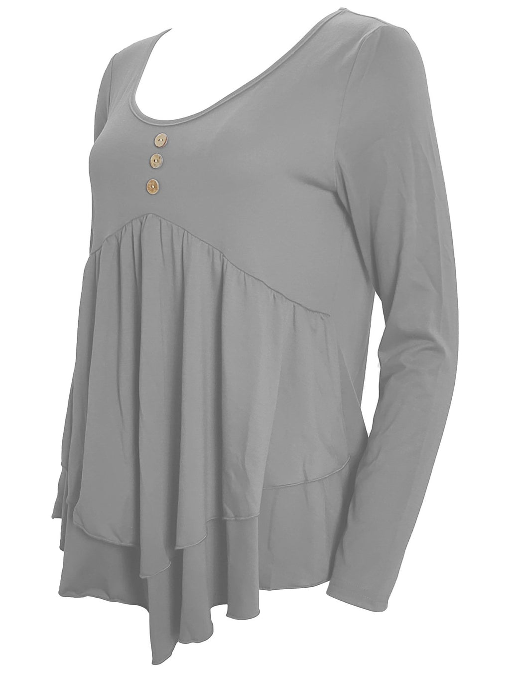 Elegant Commuting Slim Fit Three-Button Casual Solid Color Long-Sleeved Dress Top