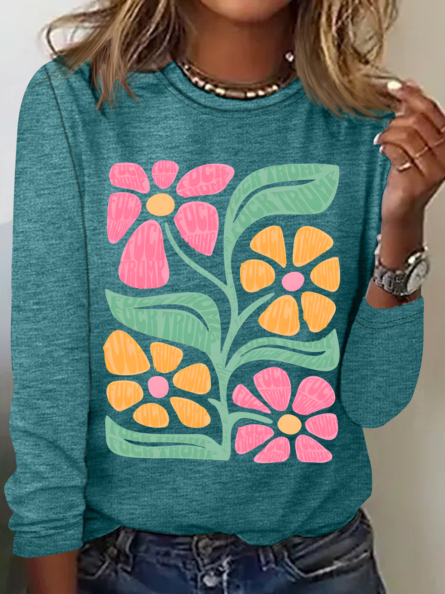 Women’s Graphic T-Shirt Retro Flower Print Casual blouse