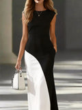 Regular Fit Elegant Others Color Block Dress With No