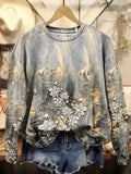 Floral Print Long Sleeve Crew Neck Sweatshirt