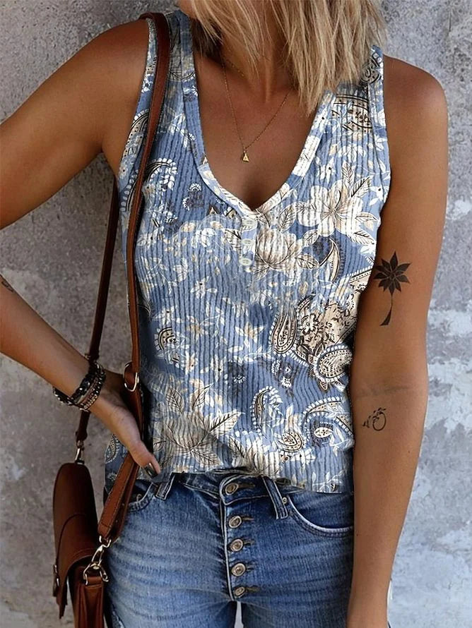 Casual Regular Fit Floral Tank Top