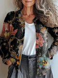 Vintage Floral Printing Regular Fit Cardigan