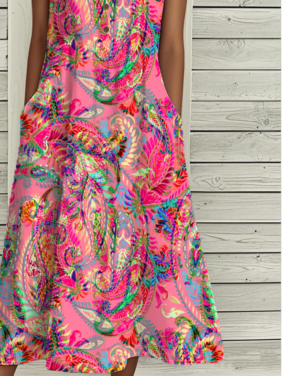 Loose Buckle Casual Dress With No