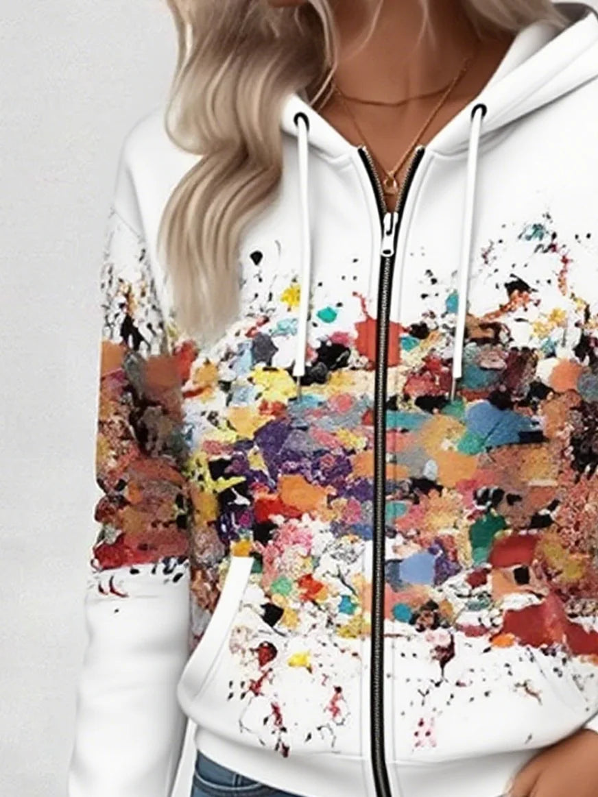 Women's Artistic Gradient Pattern Hooded Jacket Casual Comfort Regular Sweatshirt