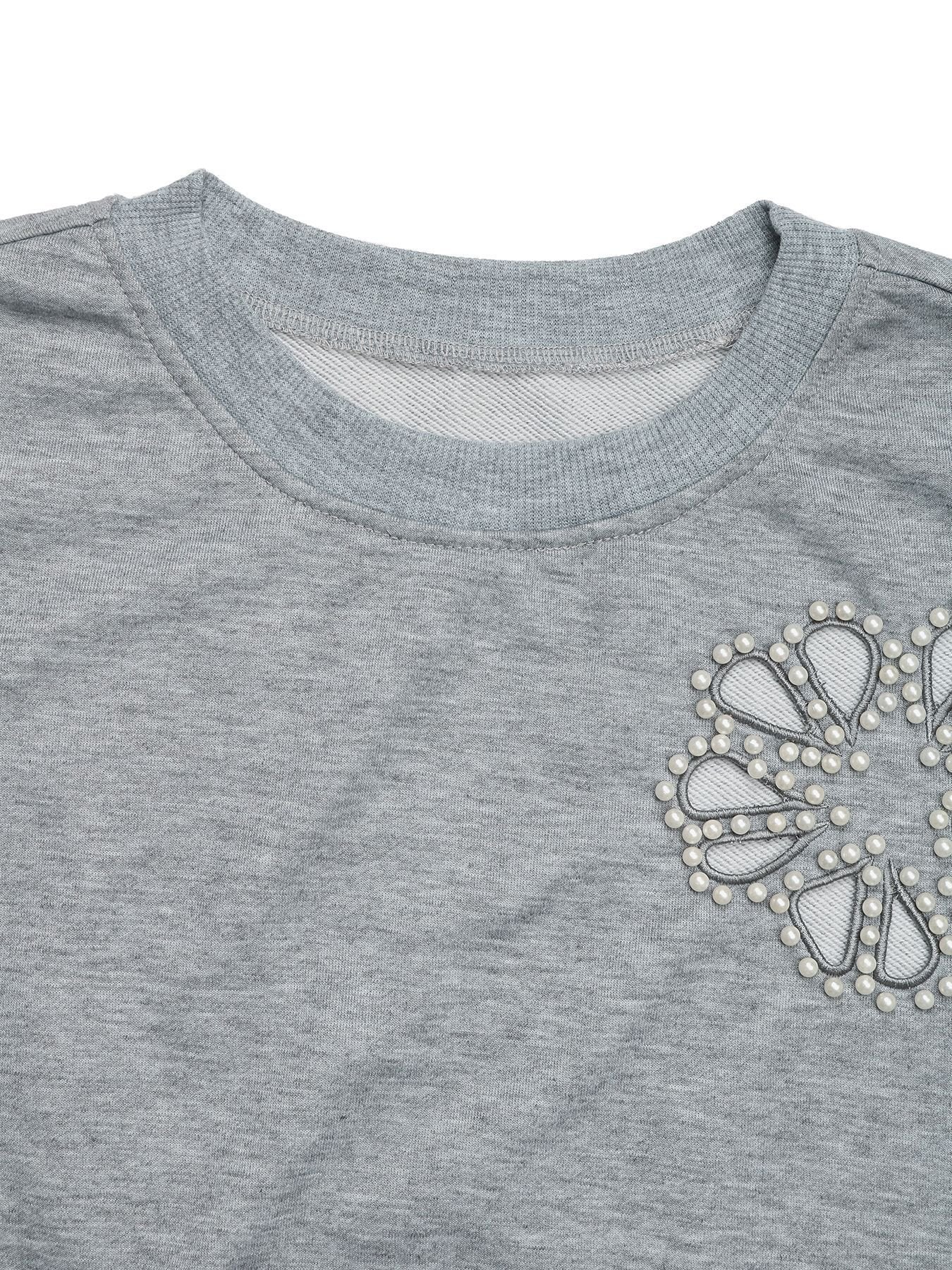 Crew Neck Cotton-Blend Casual Sweatshirt