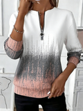 Loose Gradient Pattern Simple Crew Neck Sweatshirt