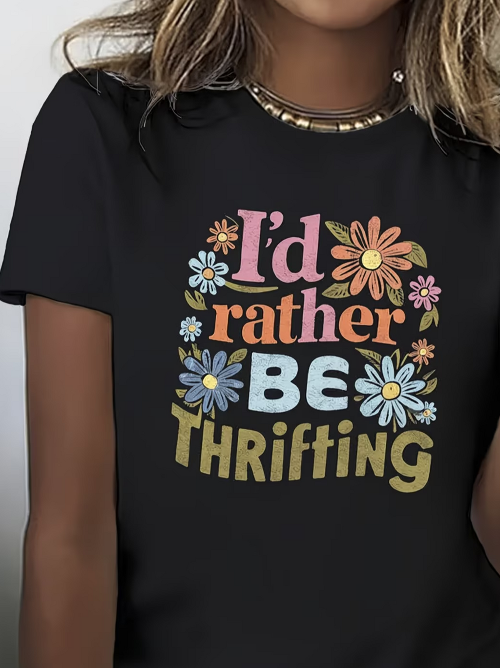 Women's Short Sleeve T-shirt Summer Black Text Letters Printing Jersey Crew Neck Daily Going Out Casual Top