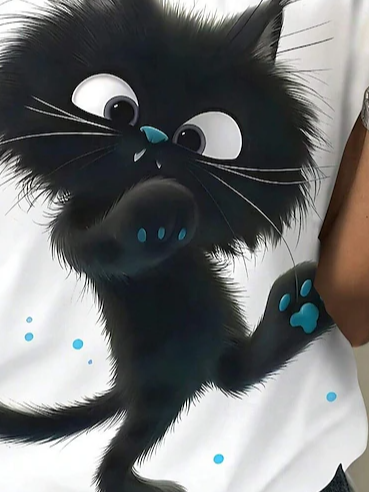 Cat Print Casual T-Shirt