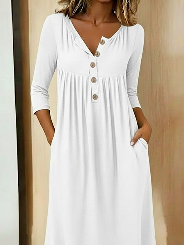 Women's Button-Down Long-Sleeved Classic Casual Dress