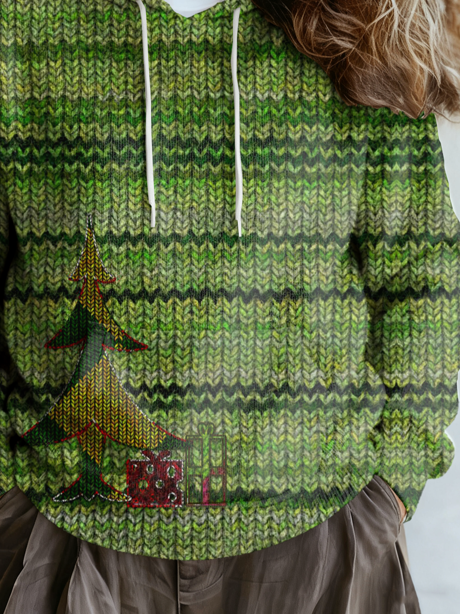 Hoodie Ethnic Loose Gradient Pattern Sweater