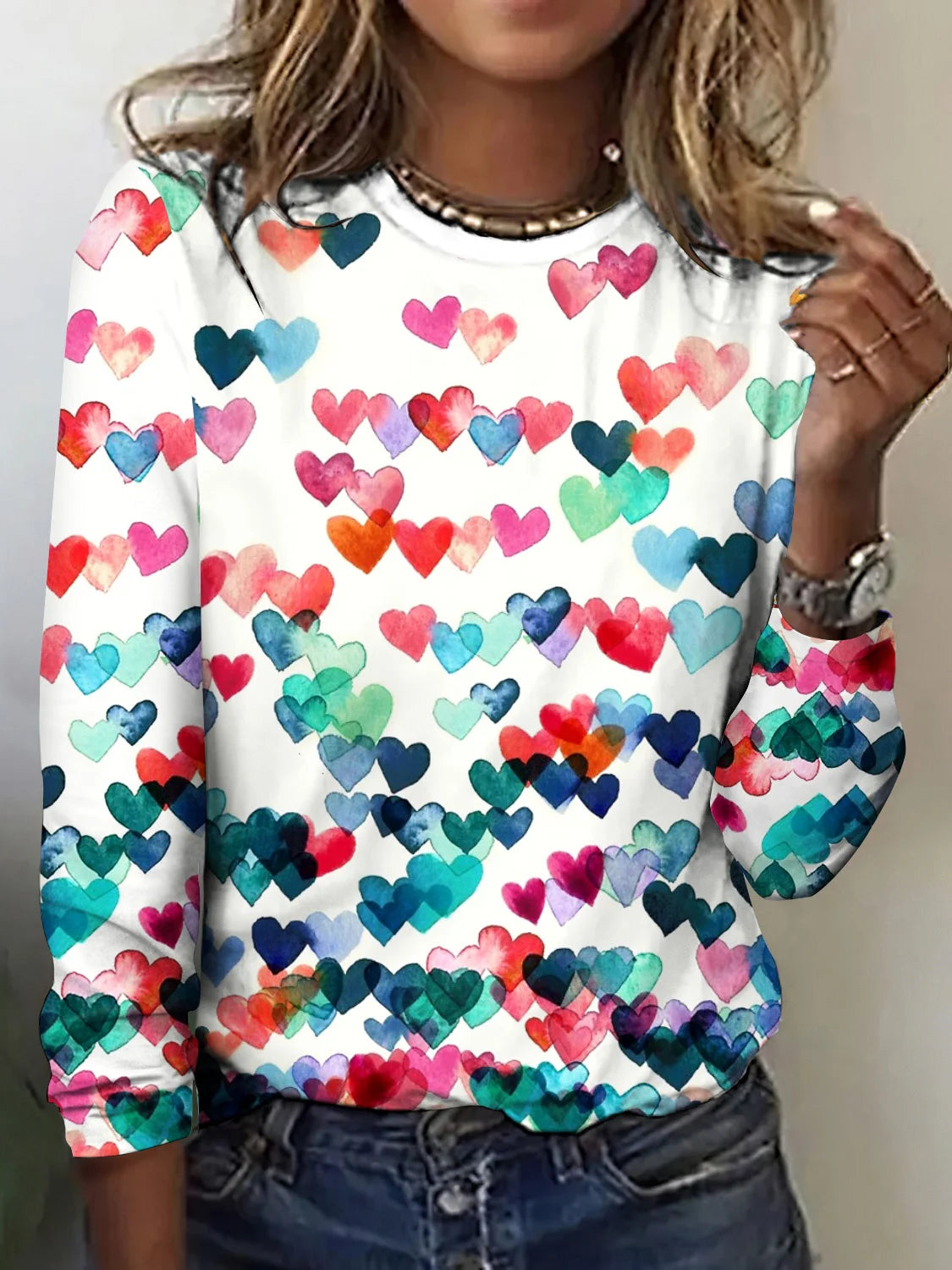 Women Casual Long Sleeve Crew Neck T-shirts