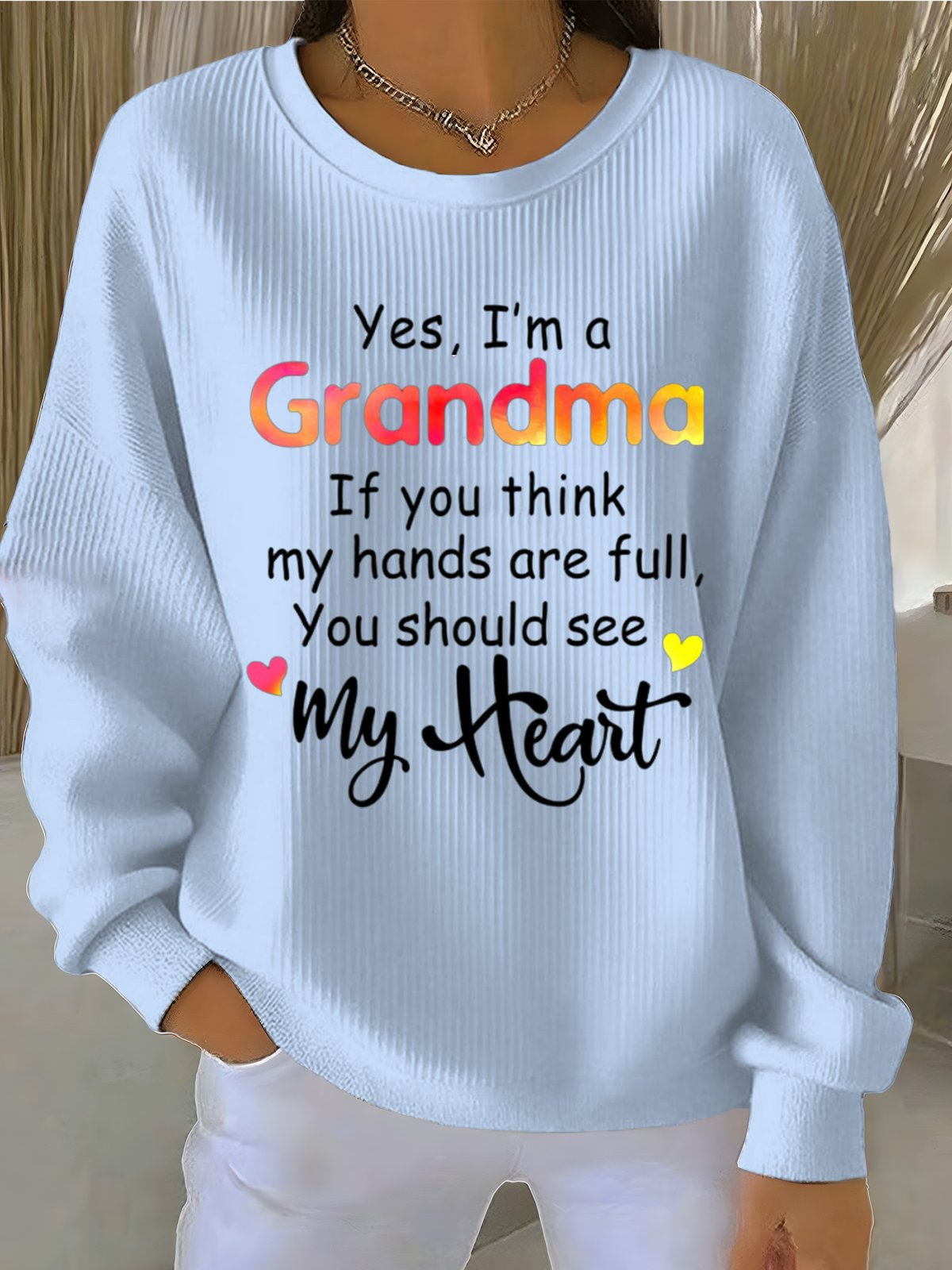 Crew Neck Text Letters Loose Simple Sweatshirt