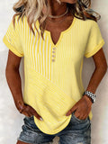 Elegant Linen Blend Striped T-Shirt
