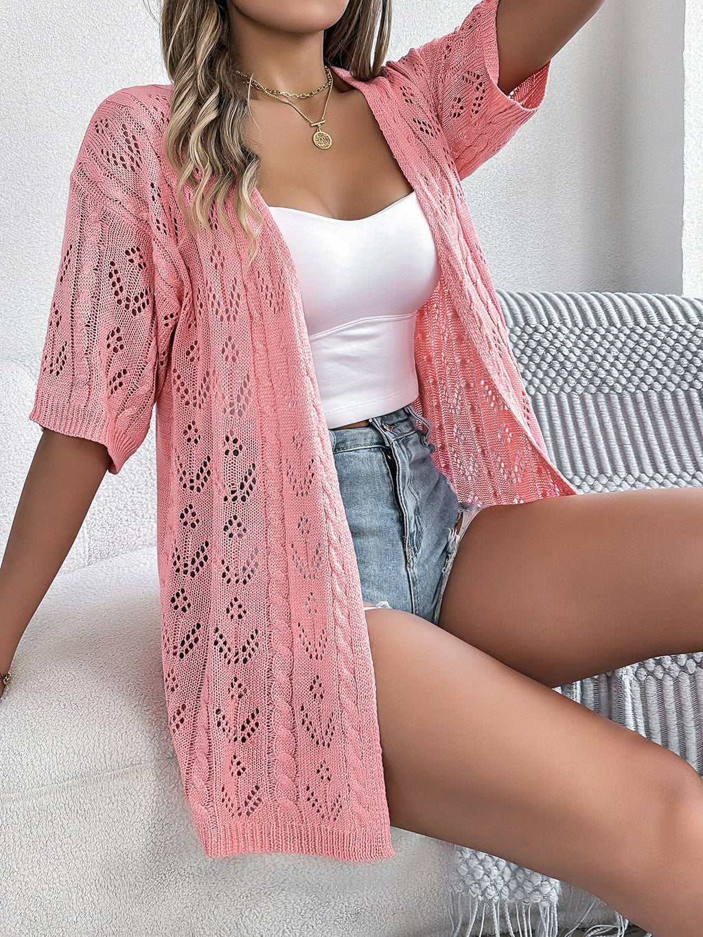 Lace Hollow Out Street Kimono