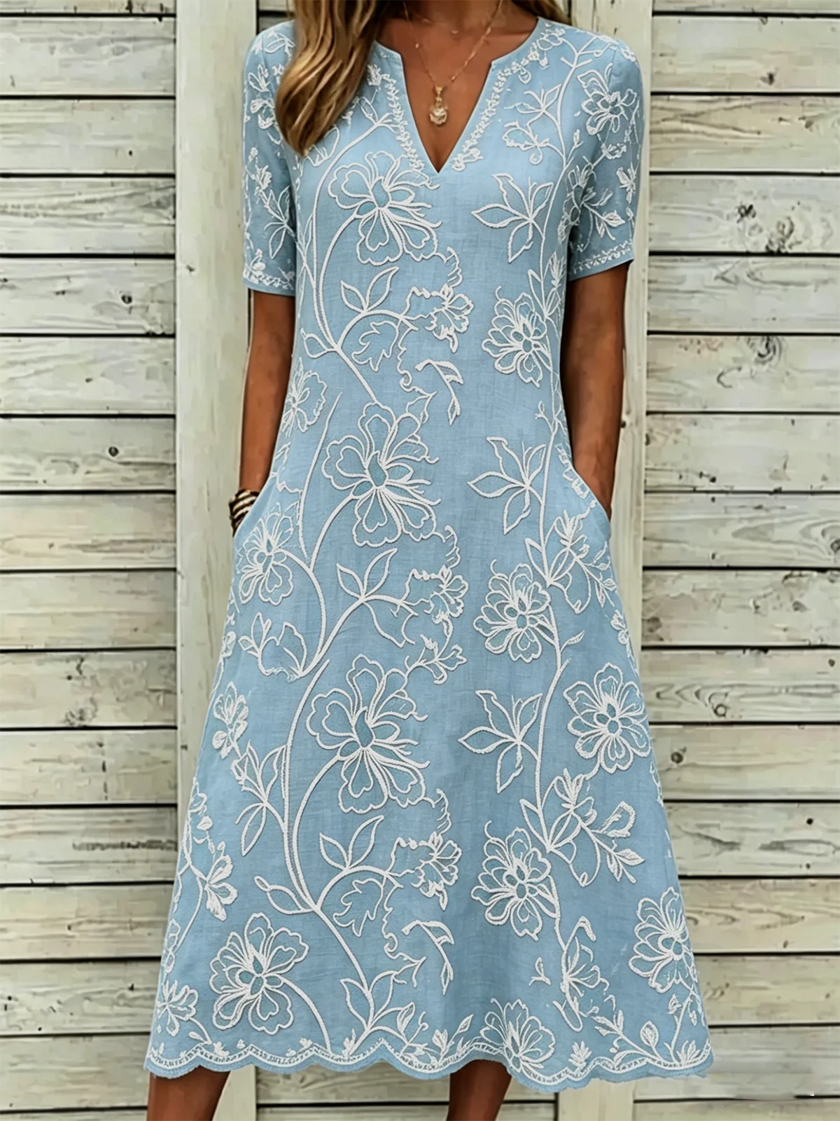 Floral Others Loose Elegant Dress With No