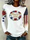 Women's Long Sleeve T-shirt Spring/Fall White Text Letters Printing Jersey Crew Neck Daily Going Out Casual Top