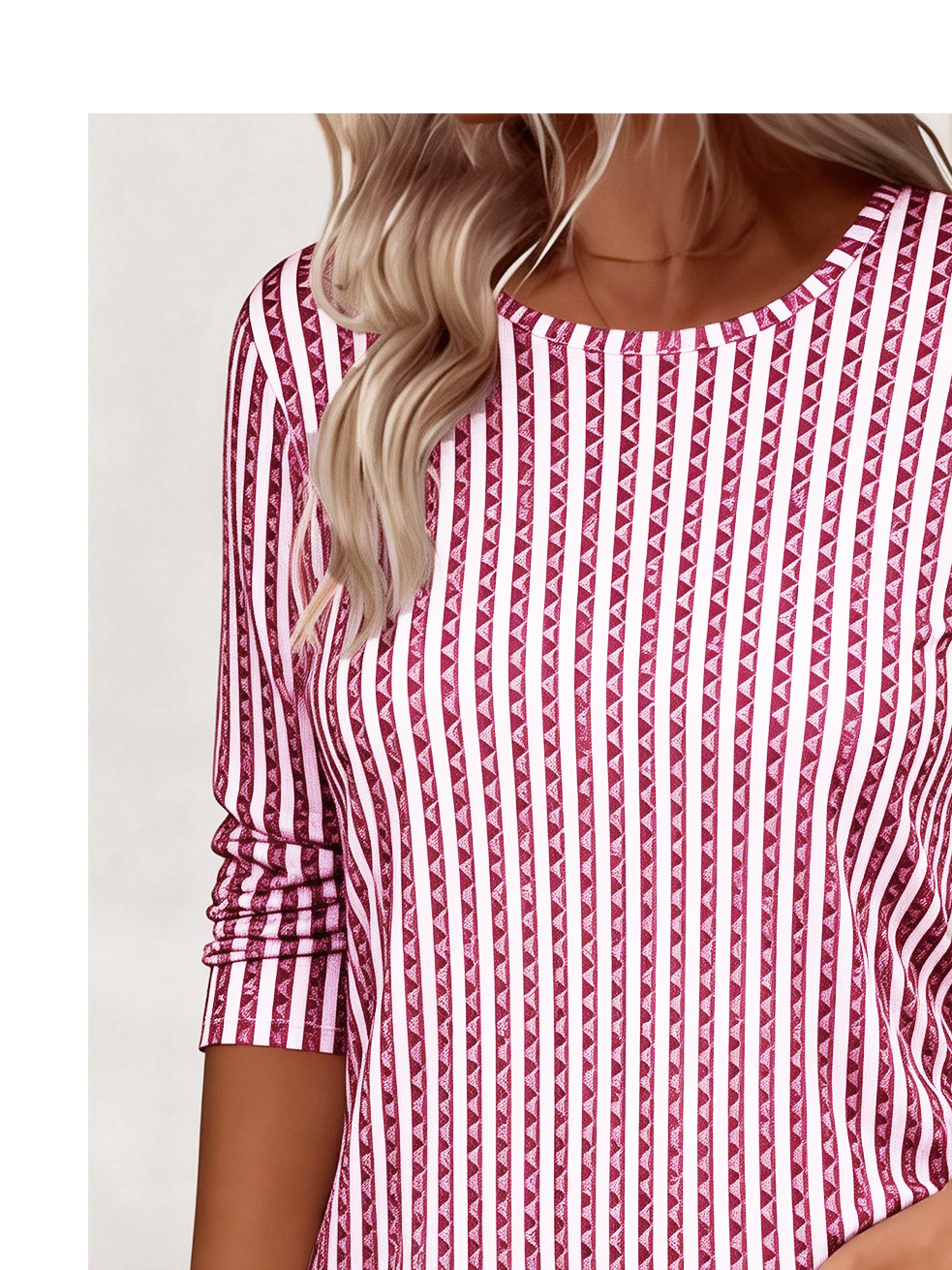 Striped Simple Crew Neck Loose T-Shirt