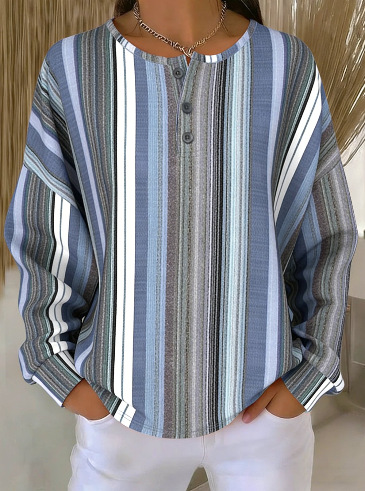 Casual Loose Others Striped Sweatshirt