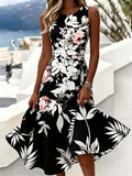 Floral Regular Fit Elegant Crew Neck Dress With No