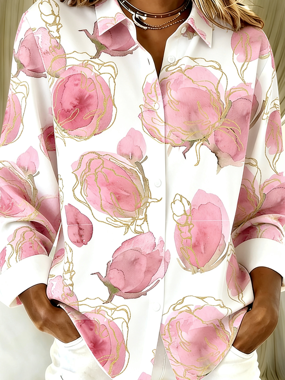 Shirt Collar Simple Loose Valentine's Day Shirt