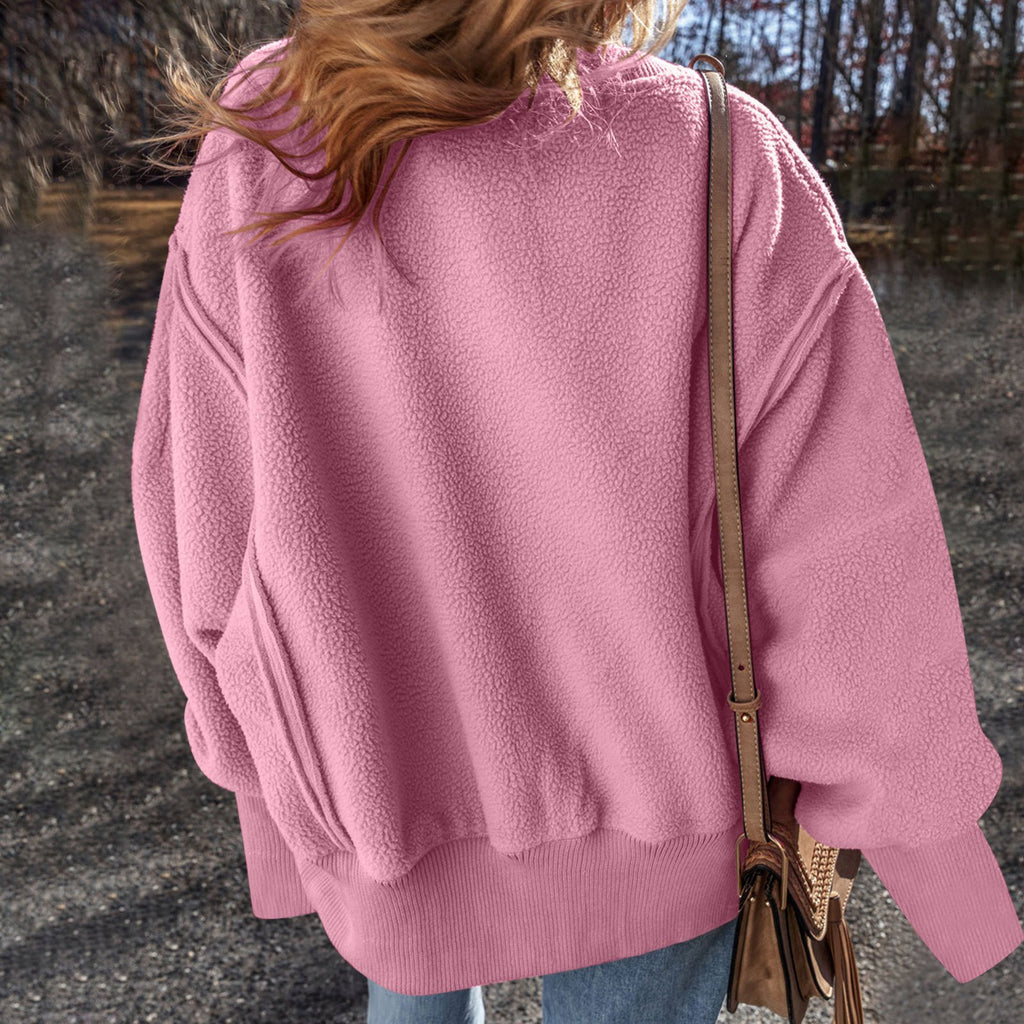 Cotton Casual Plain Crew Neck Sweatshirt