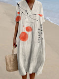Vintage Ink Wash Painting V Neck Casual Midi Dress