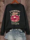 Casual Text Letters Crew Neck Loose Sweatshirt