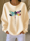 Loose Casual Crew Neck Butterfly T-Shirt