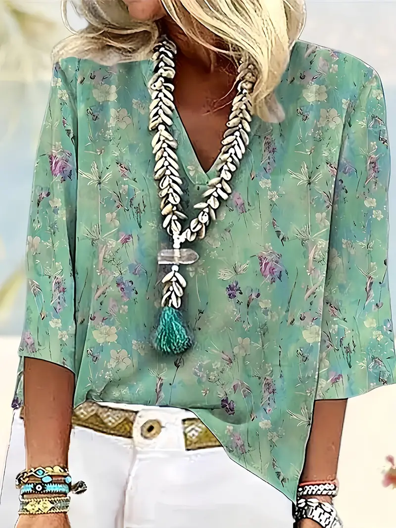 Shawl Collar Cotton Loose Elegant Blouse