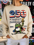 Crew Neck Independence Day Casual Sweatshirt