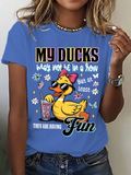 Funny Ducks Not in a Row Sarcastic Print T-Shirt