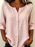 Women's Half Sleeve Shirt Summer Pink Floral Printing Crew Neck Daily Going Out Casual Top