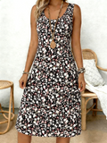 Ditsy Floral Casual Cotton Loose Dress With No
