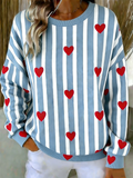 Heart/Cordate Crew Neck Loose Casual Sweatshirt