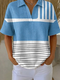 Striped Vintage Polo Collar T-Shirt