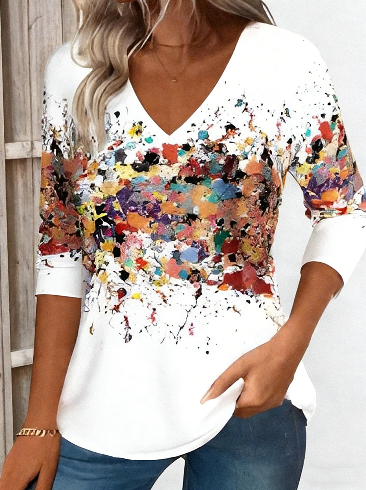 Gradient Pattern Cotton Casual Regular Fit T-Shirt