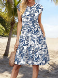 Floral Pattern Crew Neck Sleeveless Tank Dress Casual Dress Summer Spring Boho Vacation Clothes