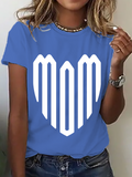 Mom Heart Print T-Shirt