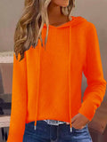 Women's Autumn And Winter Hooded Sweatshirt Solid Color Outer Wear Hooded Sweater Loose Drawstring Casual Style