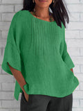 Casual Plain Crew Neck Blouse