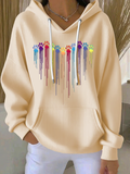 Women's Colorful Dog Heart Paw Print Casual Hoodie