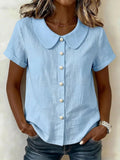 Shawl Collar Loose Plain Elegant Shirt