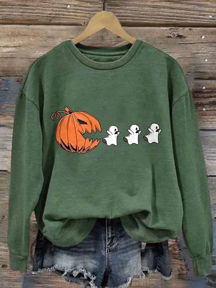 Women's Sweatshirt Pattern Pumpkin Casual Long Sleeve Crew Neck Regular Top