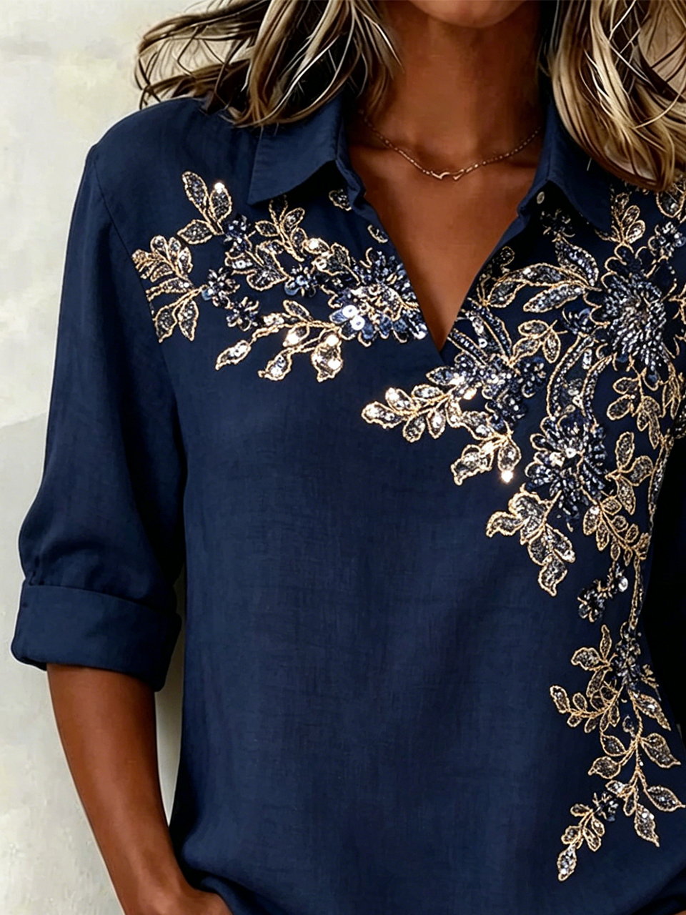 Loose Shawl Collar Elegant Shirt