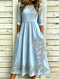Loose Floral Others Elegant Dress With No