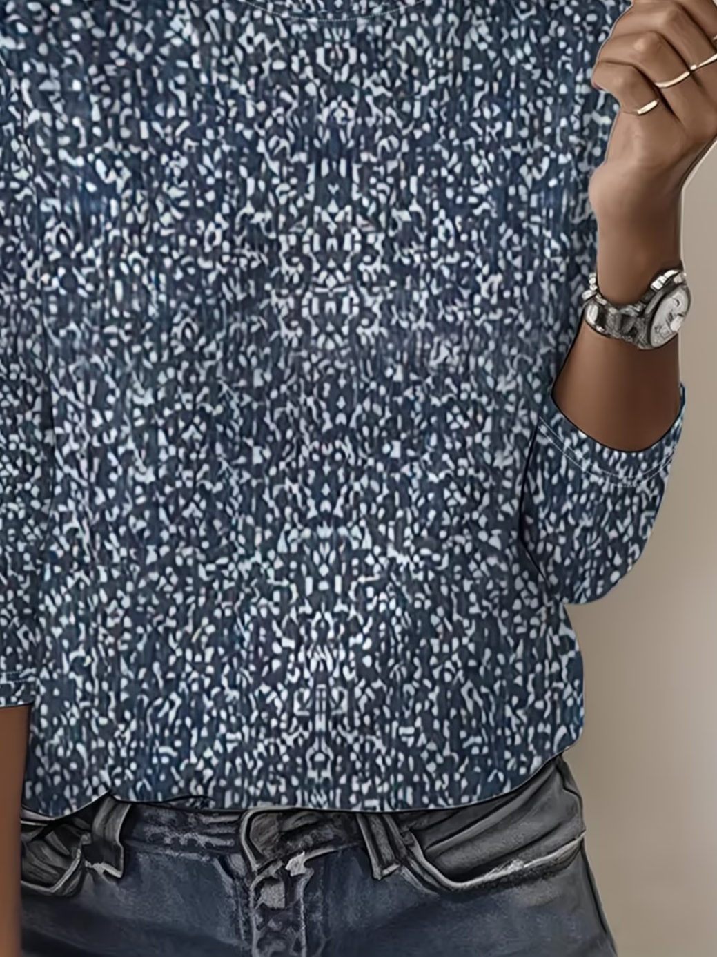 Women's Long Sleeve T-shirt Spring/Fall Purplish Blue Abstract Printing Jersey Crew Neck Daily Going Out Casual Top