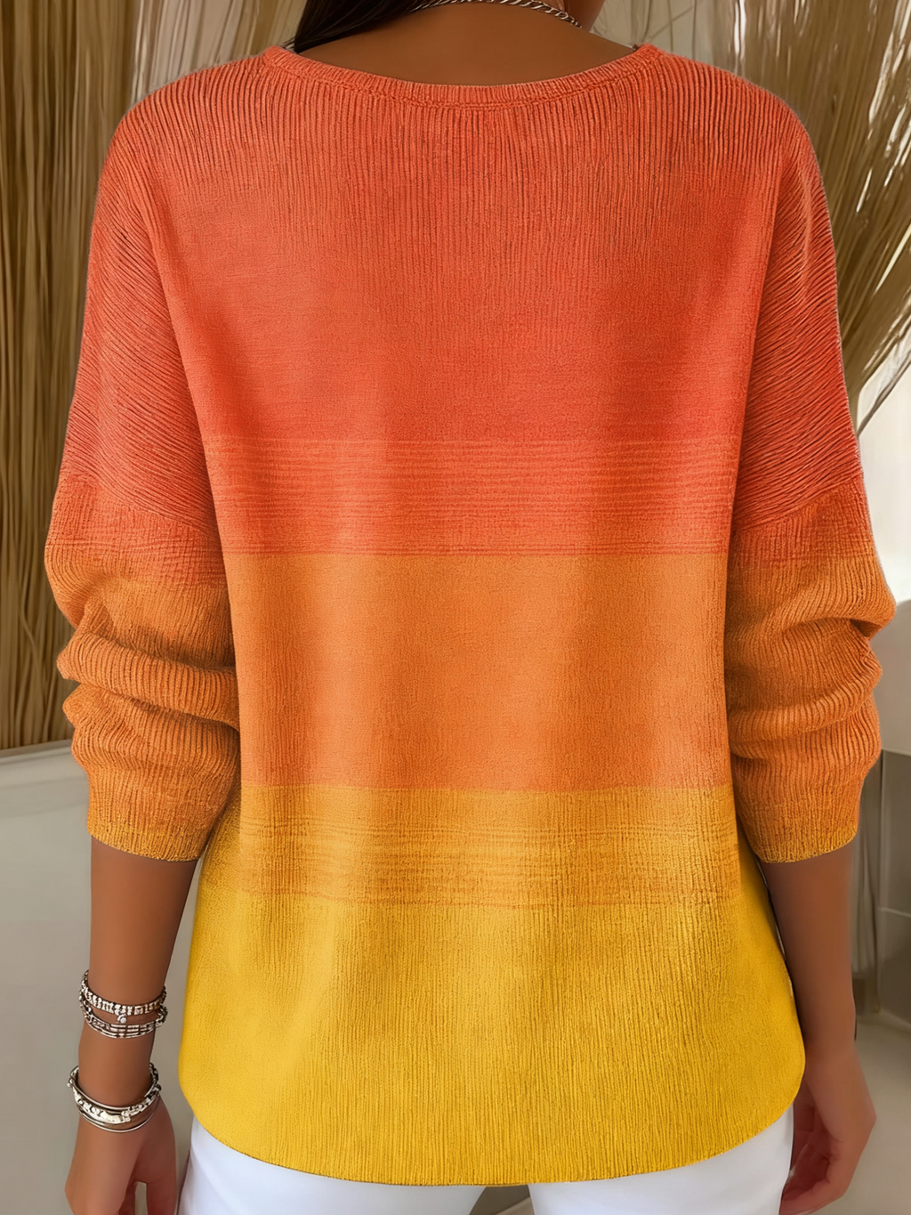 Ombre V Neck Casual Regular Fit Sweater