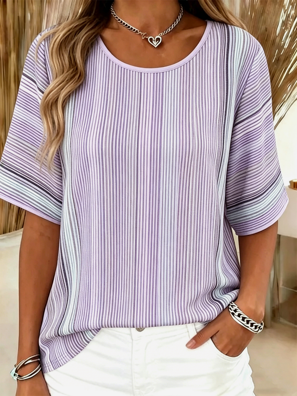 Crew Neck Vintage Cotton-Blend Loose T-Shirt